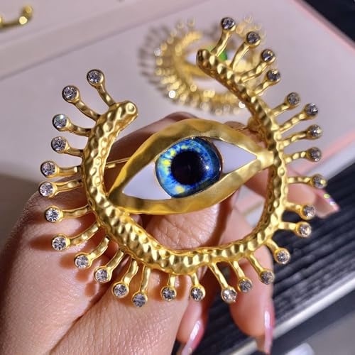 Image of Good Luck Evil Eye Brooch Pin Vintage Lucky Charms Turkish Eye Brooch for Women Men Coat Suit Dress Accessories