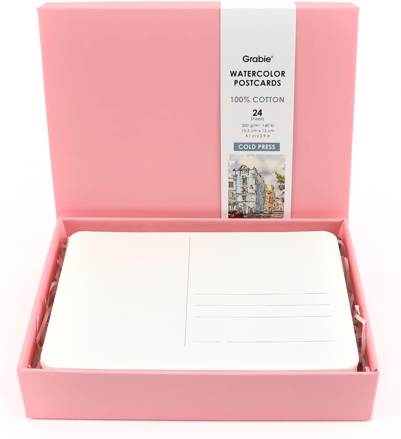 Grabie Watercolor Postcards, 100% Cotton, 24 Sheets, 4.1x5.9 Inches, 140lb (300gsm), Blank Note Cards for Watercolor Journal, Art Supplies for Thank You Notes, Invitations, and Greeting Cards