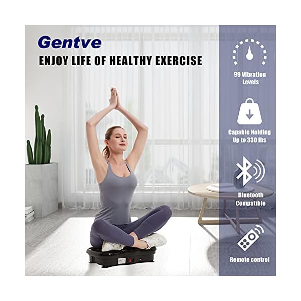 Gentve-Vibration-Plate-Exercise-Machine-Whole-Body-Workout-Machine-Fitness-Vibration-Platform-Machine-for-Weight-Loss-Foots-Massage-with-Loop-Bands-Bluetooth-Remote-99-Levels Vibration Plate Exercise Machine - Whole Body Workout Machine ,Fitness Vibration Platform Machine for Weight Loss & Foots Massage with Loop Bands + Bluetooth + Remote, 99 Levels