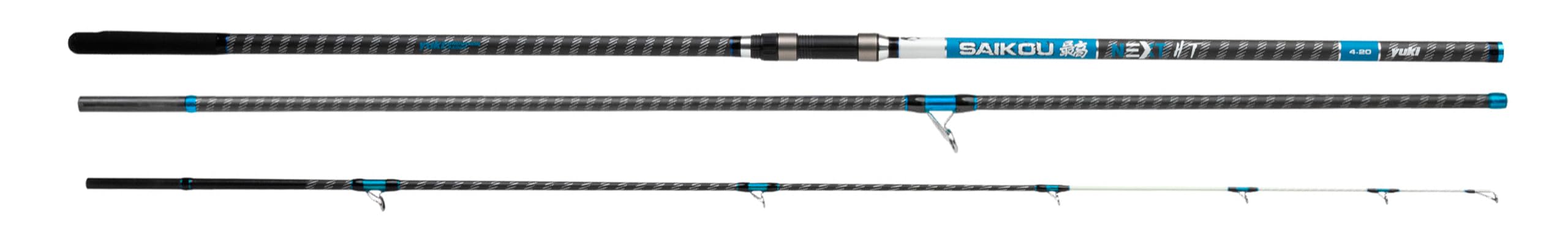 Caña de surf casting yuki Saikou Next Gen, 4,20 m, máx. 250 g, lanzamiento en 3 piezas.