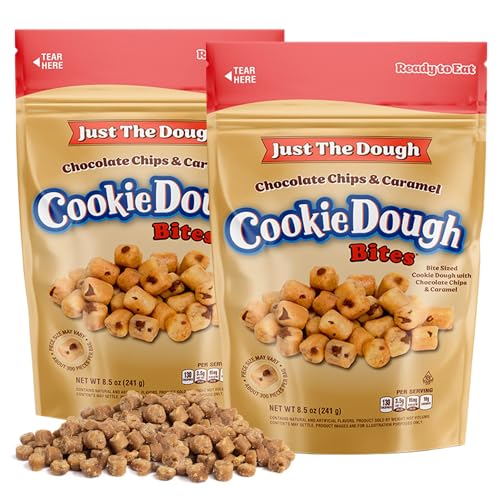 Chocolate Chip and Caramel Cookie Dough Bites, Ice Cream Topper, Movie Night Candy, Resealable Bag, 8.5 Ounces (Pack of 2)