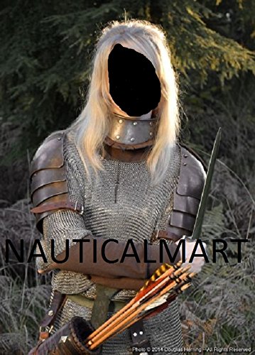 NauticalMart Medieval Chainmail Shirt Armor Gothic Gorget with Pauldrons Medieval Costume - Halloween
