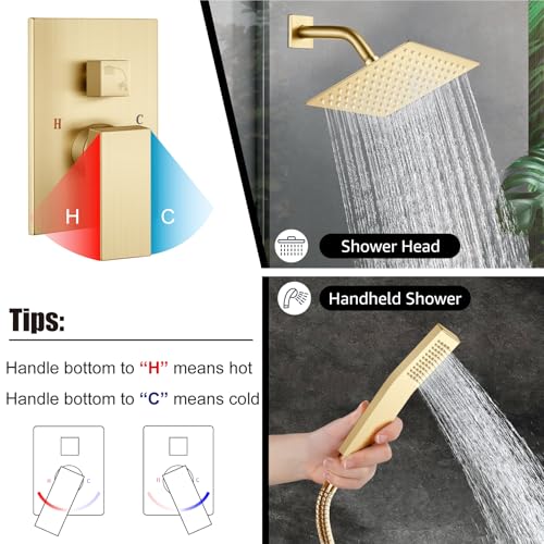 Midanya Shower Faucet Set with Handheld Sprayer,8 Inch,Brushed Gold by Midanya - Used condition - Image 4
