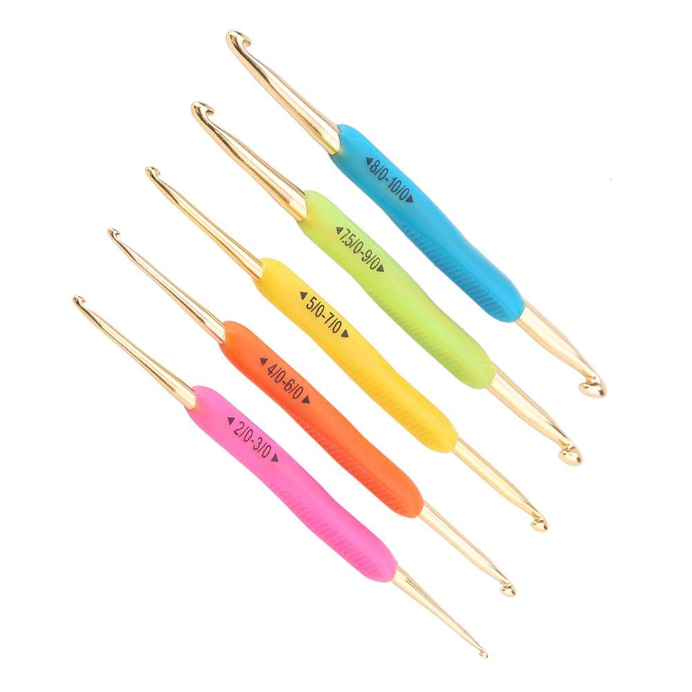 Set Double Head , Aluminum Tip Knitting Needle Set With Soft Rubber Handle (Random Color Crochet Hook