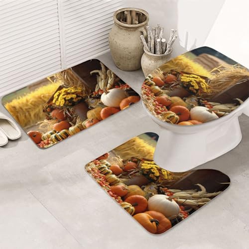 Tapis de bain en forme de U lot de 3 tapis de douche antidérapants et lavables en machine