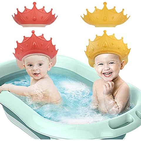 2PCS Baby Shower Cap for Kids, Adjustable Baby Hair Washing Shield Toddler Visor Hat for Eyes and Ears Protection Shampoo Cap for 0-9 Years Old Children Cover