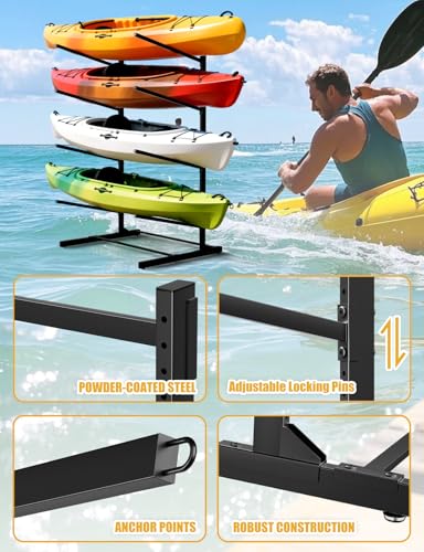sogiv Freestanding Kayak Storage Rack, Metal Kayak Racks, Heavy Duty Kayak Holder, Freestanding Kayak Stand, Canoe Rack for Garage & Outdoor Storage, for Kayaks, Canoes, Surfboard & Paddleboard - image 4