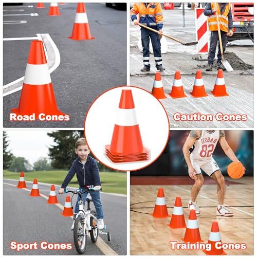 Pylonen 23cm, 12 Stück Stapelbare Warnkegel, Verkehrshütchen Markierungskegel für Outdoor Aktivitäten und Festliche Veranstaltungen, Pylonen Kinder für Fußball, Sport & Hundetraining
