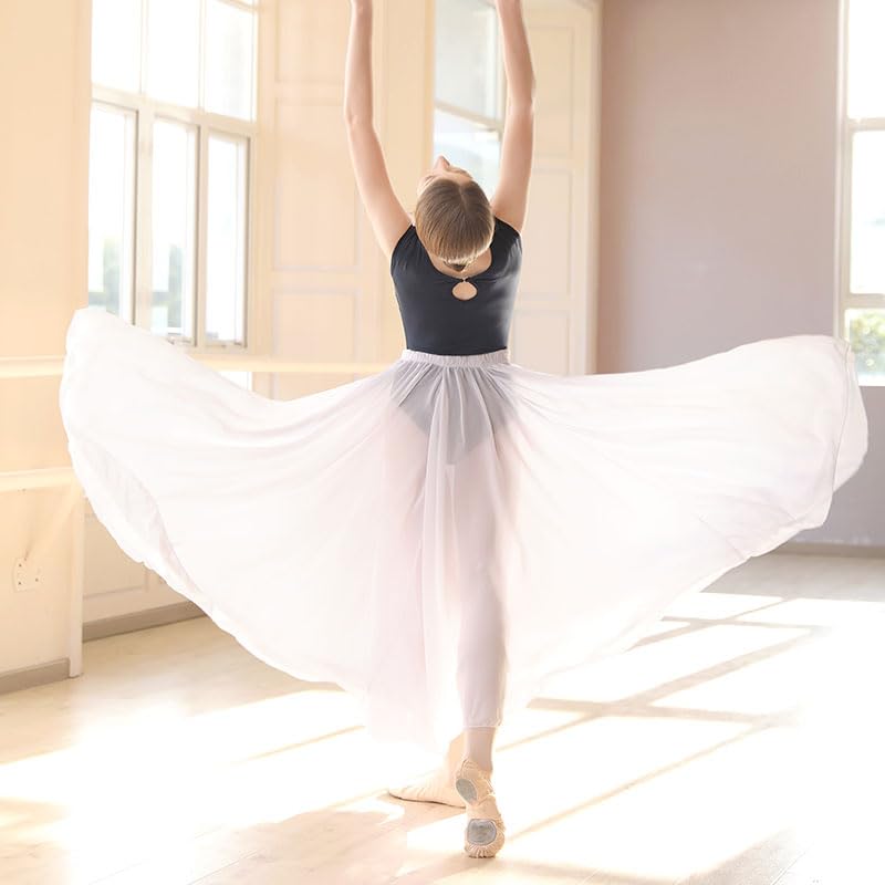 LATEAU Gonnellino Danza Gonne da Balletto da Donna Gonna Lunga da Ballo in Chiffon Tutu Ballerina Dancewear Adulto Elastico Lungo for Ballare