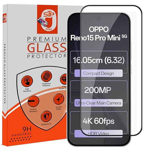Image of Premium Tempered Glass Screen Protector Guard Compatible For Oppo Reno 15 Pro Mini 5G (6.32 Inch, Pack of 1) | Edge to Edge Coverage With Easy to installation kit for Smartphone