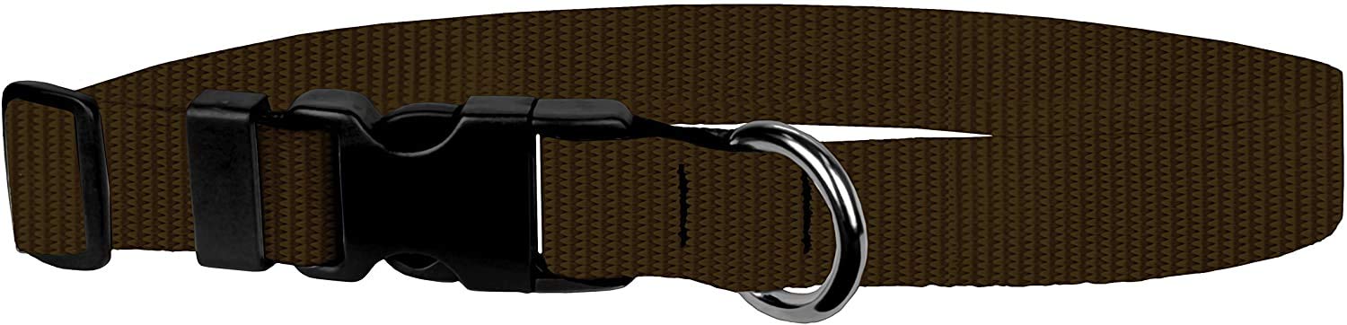 Dog Collar - Colored Adjustable Pet Collars, 3/4 Inch Wide, Small, Brown
