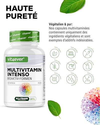 Multivitamines A-Z - 365 gélules hautement dosées avec 26 formes bioactives & matières premières de marque - Vitamines + Minéraux - Complexe All In One - Vegan – Image 6
