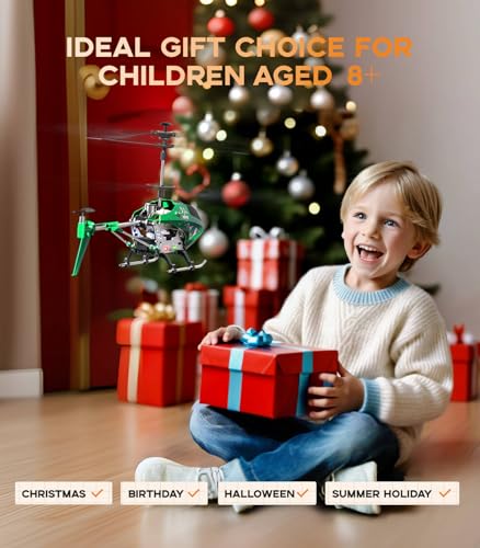 Image of SYMA Remote Control Helicopter, S107H-E Aircraft with Altitude Hold, One Key take Off /Landing, 3.5 Channel, Gyro Stabilizer, High &Low Speed, LED Light Indoor to Fly for Kid Beginner(Green)
