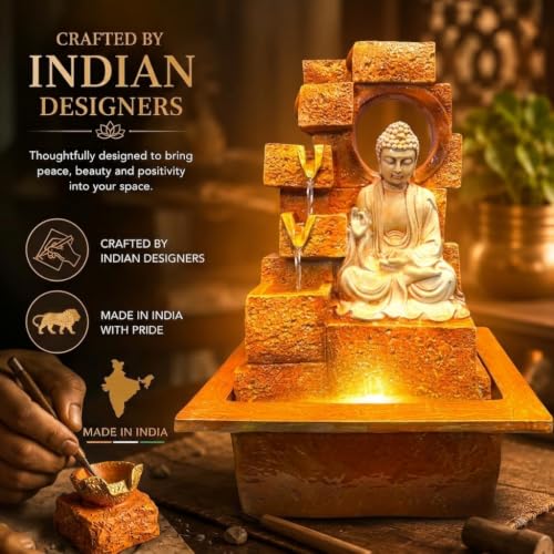 Image of G - Creations : Waterfall | Waterfall Fountain | Buddha Waterfall Statue |Water Fountains for Outdoor Living Room, Office, Garden & Table Top Waterfall Indoor Home Decor Indoor..