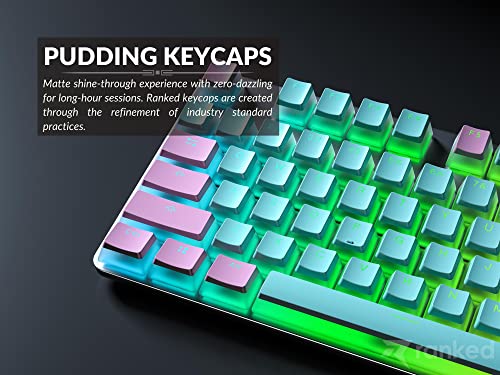 Image of Ranked Pudding PBT Keycaps | 112 Double Shot Translucent ANSI US & ISO Layout | OEM Profile for RGB Mechanical Gaming Keyboard (Miami)