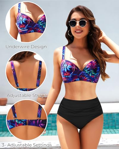 Image of Aqua Eve Women Underwire Bikini Top - Push Up Swimsuit Top Bra Padded Bathing Suit 2026 Twist Front Swimwear