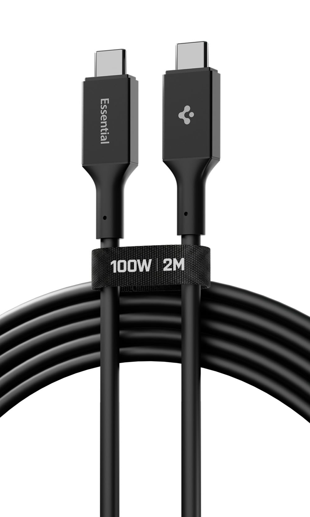 Spigen Essential 100W USB C Kabel, USB C auf USB C Kabel, Schwarz/2M | PD 3.0 Ladekabel, E-Marker Chip, Schnellladekabel für iPhone 18/17 Pro Max Duo, Samsung Galaxy S26, Google Pixel 11, MacBook