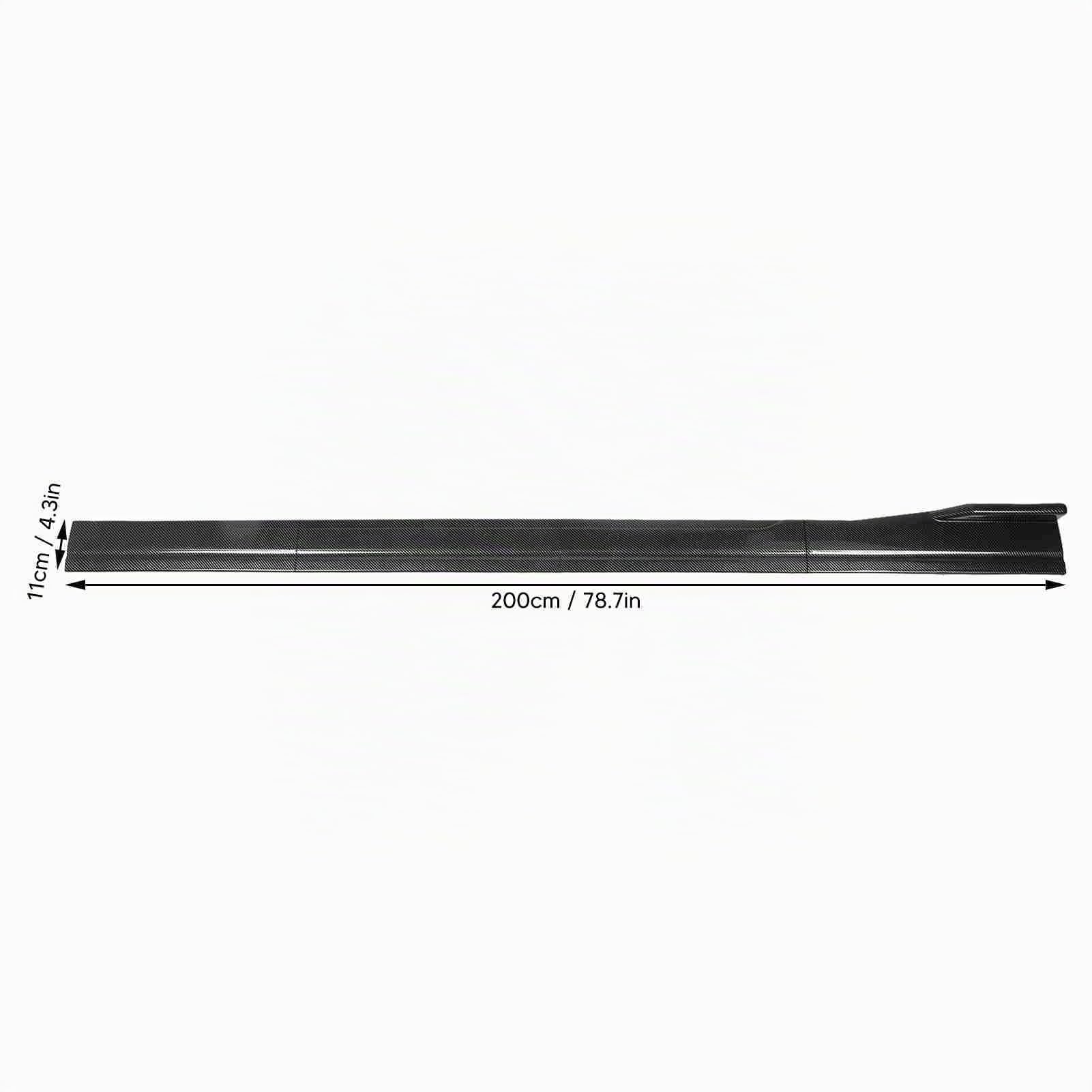 Minigonna laterale in fibra di carbonio per auto, 200 x 11 cm, 4 sezioni, tipo splitter per lato sinistro e destro, universale per auto