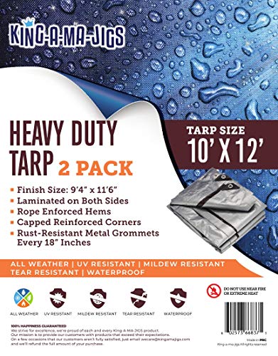 image for KING-A-MA-JIGS (2 Pack) 10x12 Heavy Duty Tarp, Waterproof Plastic Poly