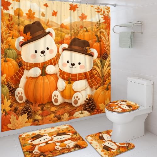 Rideau de douche de qualité supérieure en tissu imperméable motif citrouilles de saison