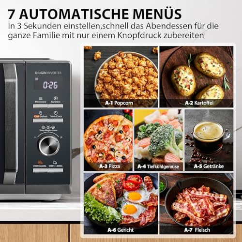 Toshiba MW3-AG25PFI(MG) Mikrowelle mit Grillfunktion - 25L 3-in-1 Kombigerät | 900W Origin-Inverter | 1100W Grill | Unterbau | Digital | 57dB Leise | Chef-Abtauung | Morandi-Grau – Bild 6
