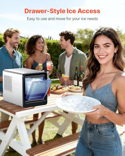 Image of VEVOR Countertop Ice Maker, 33 lbs per Day, Self-Cleaning Portable Machine with Scoop, Drawer-Style Ice Access, Nugget Ice-Making Machine with Chewable ICES for Home, Kitchen, Office, Bar & Party