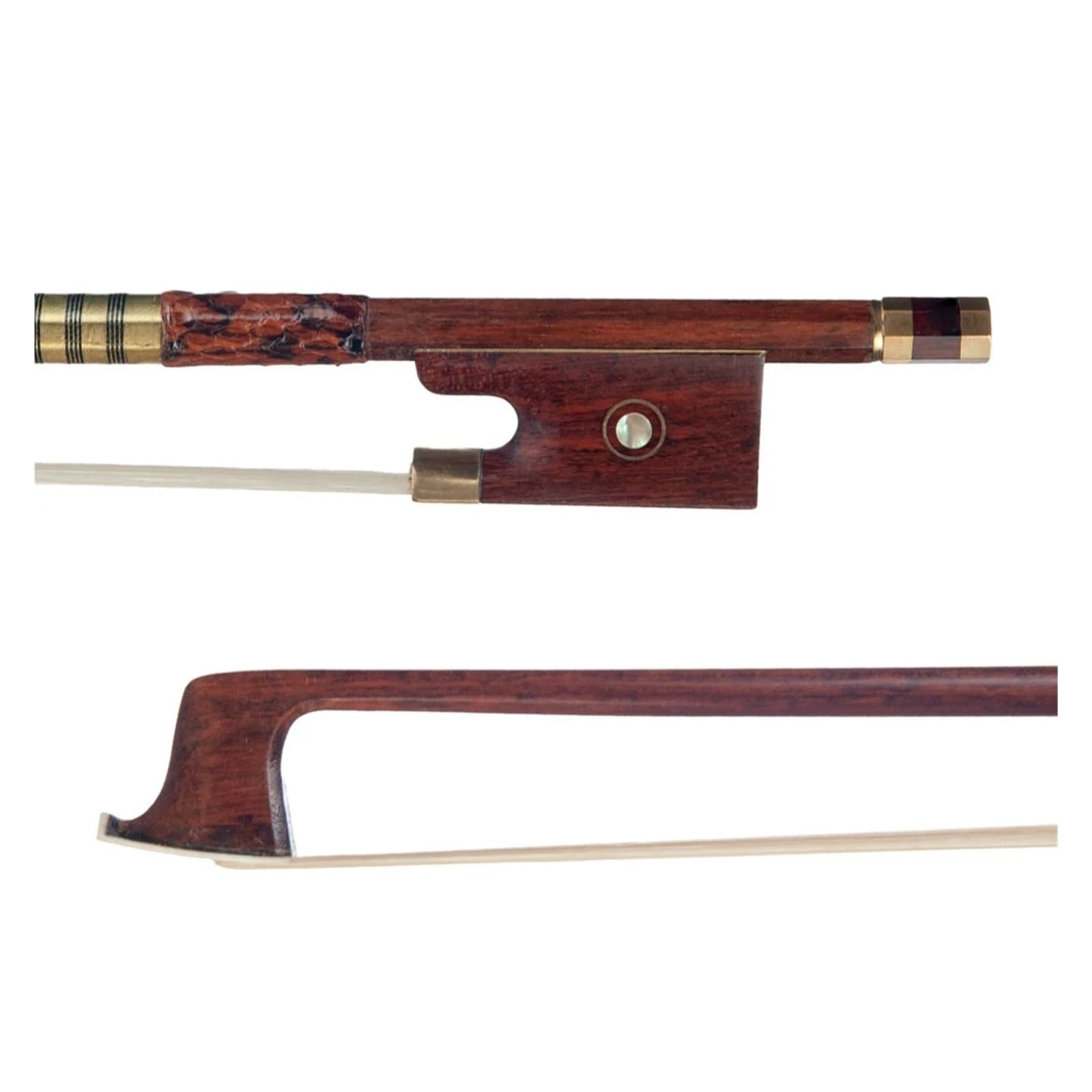 4/4 Arco for violino/violino Livello Pernambuco Rana in legno di serpente Crine di cavallo bianco