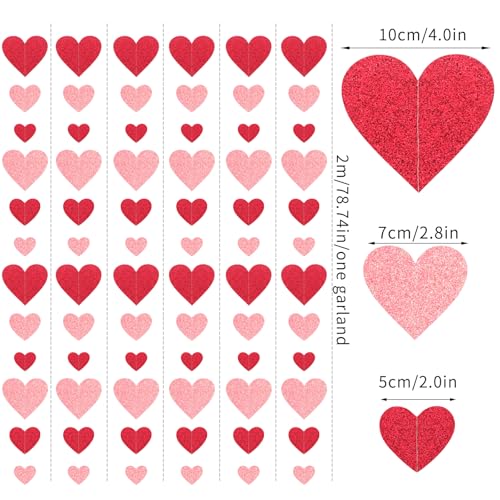 Image of Galentines Party-Decoration Valentines Heart Garland - 40ft Red Pink Hanging Paper Streamers, Proposal Anniversary Romantic Birthday Baby Shower Rustic Wedding Hanging Ornaments Decor Hugfond