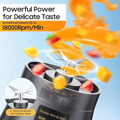 Image of Blender Mixer Grinder 230W | 6 Blade | 1800mAh Battery Type-C Charging & Battery Indicator | Portable Smoothie Maker, Juicer, Protein Shakes, Chutneys, Baby Food (Black1.0)