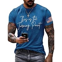 Men's This is The Turning Point Print T-Shirt Freedom American Flag Shirt Tee