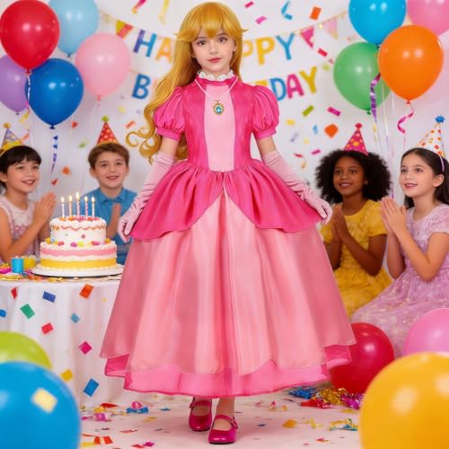 Disfraz Princesa Rosa para Niñas con Peluca y Accesorios miniatura 6