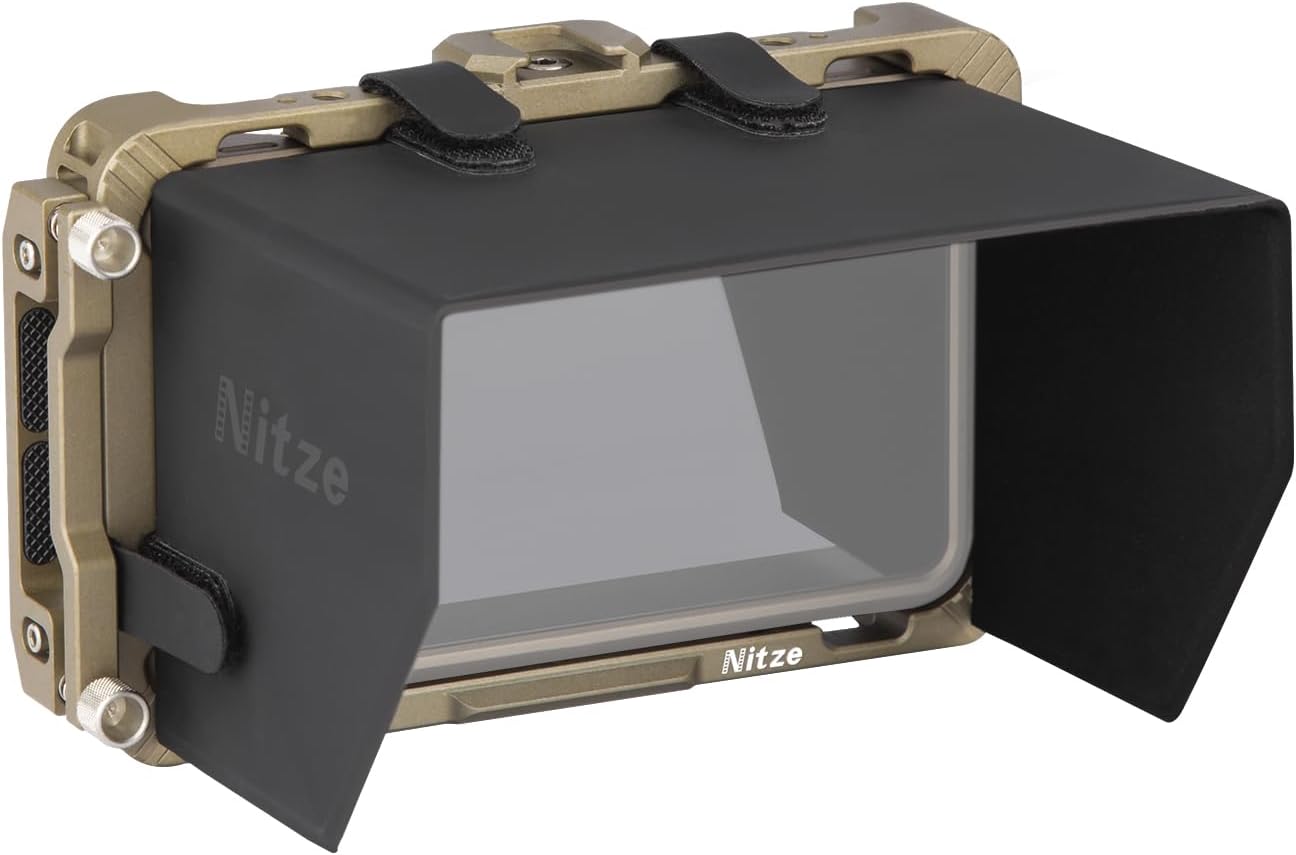 Cage Kit for Atomos Ninja/Ninja V/Ninja V+ / Ninja Ultra/Zato Connect/Shinobi Monitor, with HDMI Cable Clamp and PU Leather Sunhood - JT-A05B