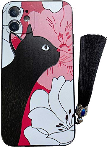 KOLOiPhone 12 ケース iPhoneケース iPhone12ケース かわいい クロネコ 猫柄 ねこ ネコ 猫 スマホケース スマホカバー iPhone 12