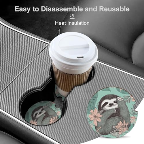 Portavasos para auto animal perezoso verde menta 2.6 pulg 2 piezas miniatura 4