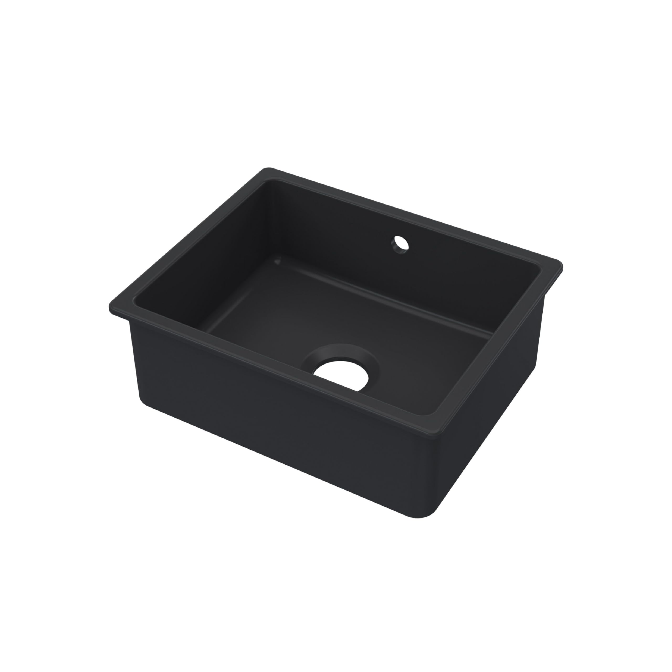 Fireclay Single Bowl Square Undermount Kitchen Sink With Overflow, 548Mm - Soft Black 5056678450703