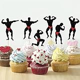 Qertesl 24pcs Bachelor Party Cake Topper,Men Dancers Strippers Beefcake Cupcake Toppers,Bachelorette Cake Picks Perfect for Birthday/Hen Party Decorations