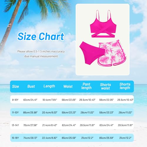 Girl's 3 Piece Bikini Set Cross Strap Swimsuits for Girls Bathing Suit with Shorts Teen Swimwear Swimming Suit2