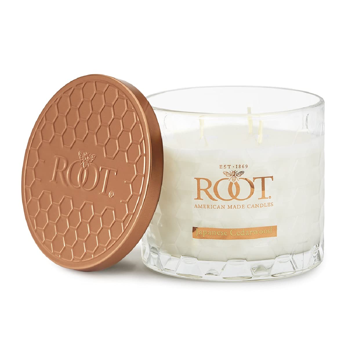 Root Candles Świeca zapachowa z mieszanki wosku pszczelego o strukturze plastra miodu, 1 EA, japońskie drewno cedrowe