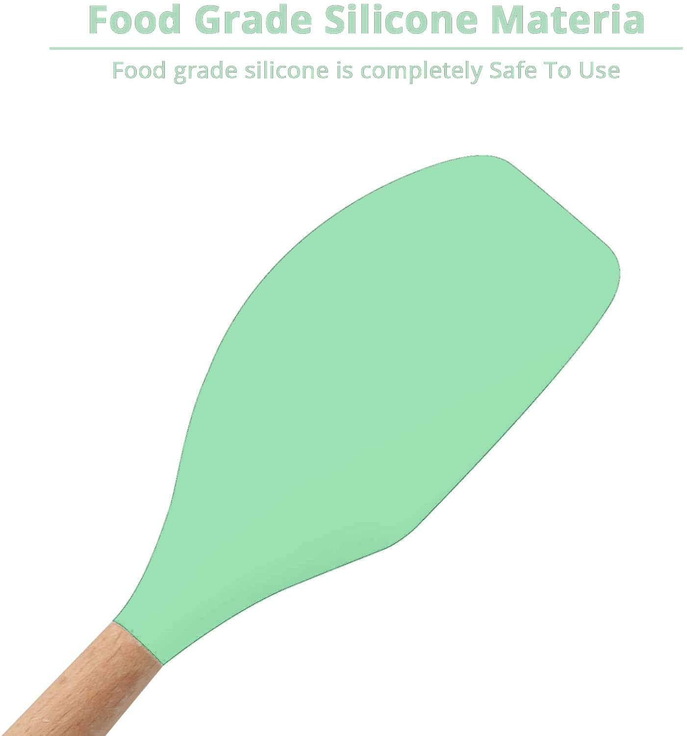 Woodtula Silicone Spatula Cooking Utensils Kitchen Utensil Set Heat Resistant Wooden Handles Kitchen Gadgets Tools Set for Nonstick Green — Amazon image 3
