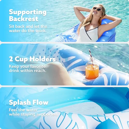 image for SLOOSH Inflatable Pool Floats Lounger Adult, Pool Lounge with Canopy R