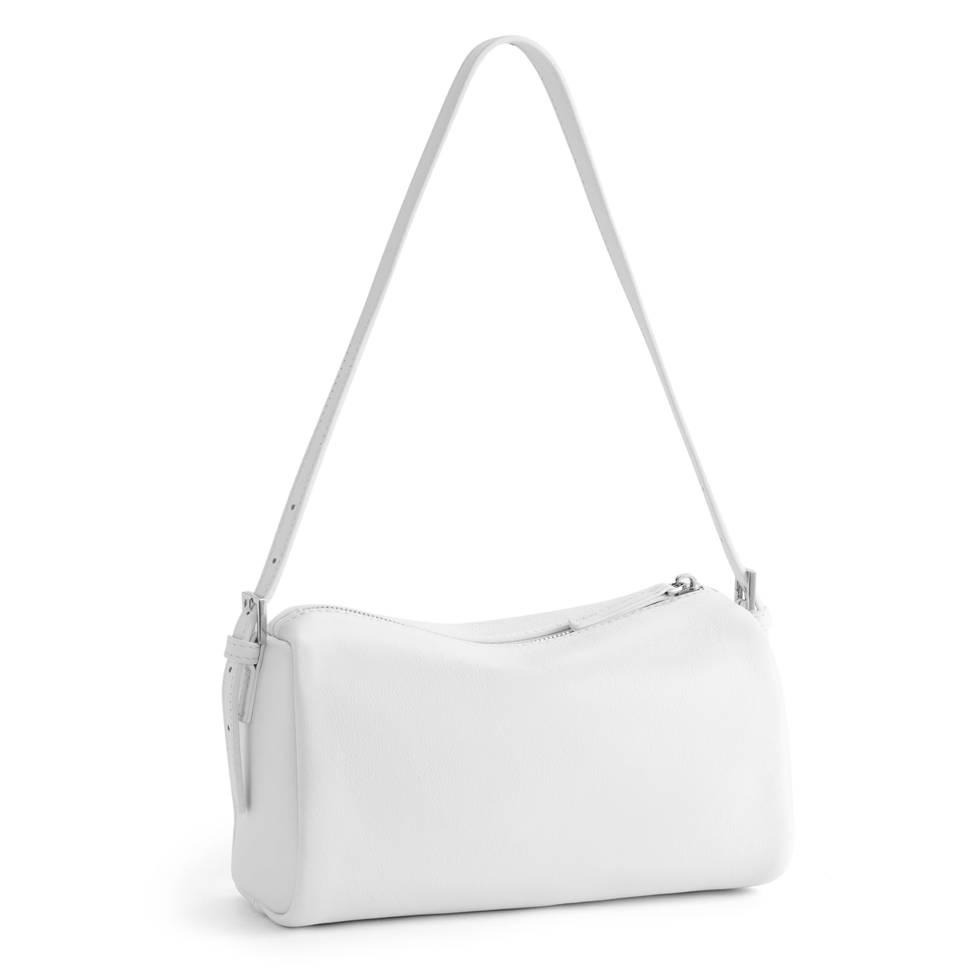 befen Bolso Bandolera de Piel Auténtica para Mujer, Bolso Hobo Mini de Hombro, Bolso Cilíndrico Pequeño de Piel con Protección RFID y dos Correas