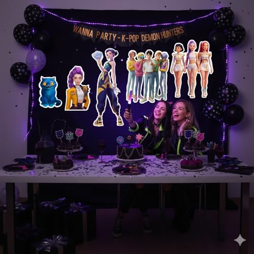 Image of Wanna Party Kpop Demon Hunters Birthday Decoration- Pack of 5 Theme Party Cutouts for Kpop Party Supplies