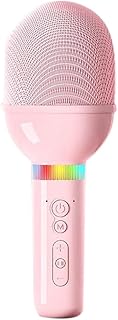 Frefgikty Micrófono inalámbrico S8 con reproductor de música para el hogar, audio integrado, altavoz inteligente de reducción de ruido, color rosa