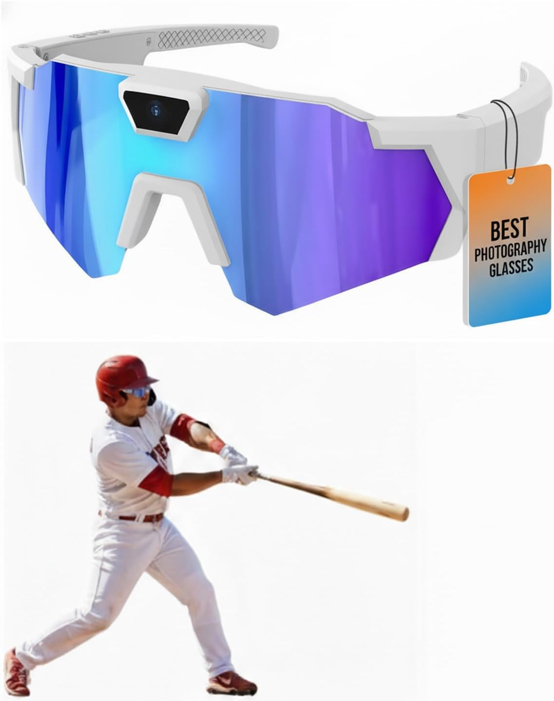 POV Glasses 4K Baseball Glasses with Camera Smart Camera Glasse for Men Women Sunglasses with Cameras