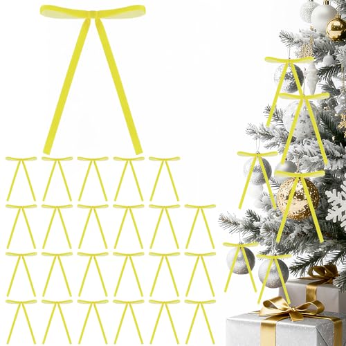 24 PCS Golden Yellow Velvet Christmas Ornaments...