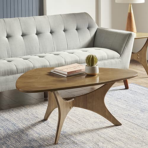 Image of INK+IVY Blaze Triangle Wood Coffee Table Plywood with Wood Veneer Legs, Mid-Century Modern, Easy Assembly, Accent Furniture For Living Room, Minimalist Decor, Light Brown