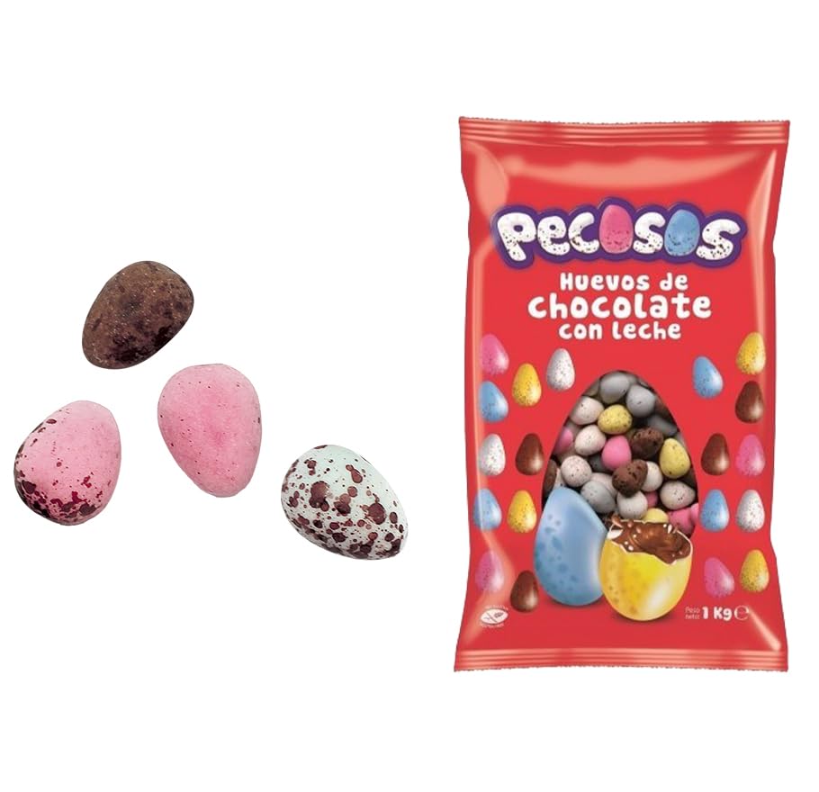 LACASA Pecosos Schokoladeneier mit Milchschokolade, Bunte Schokolinsen, Knuspriger Kern, 1 kg