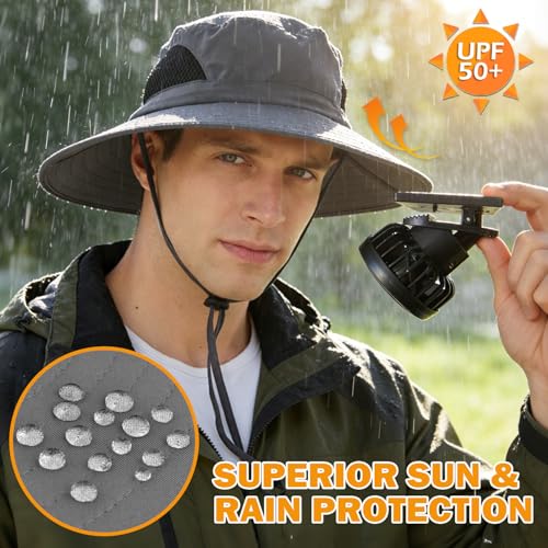 Sombrero tipo Bucket con ventiladores solares para hombre y mujer miniatura 3