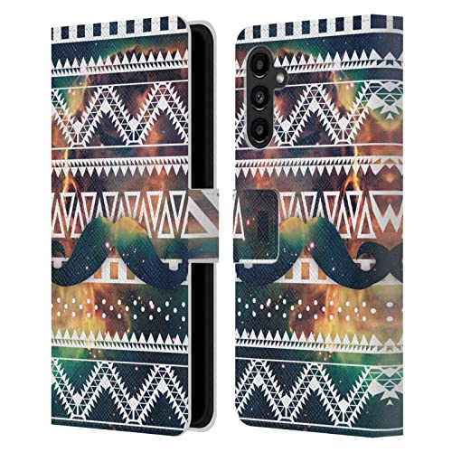 Étui portefeuille en cuir Samsung A13 5G Head Case Designs Moustache Aztèque