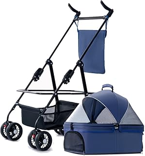 Carrinho para animais de estimação pequenos para cães/gatos, carrinhos de transporte separáveis para cães pequenos e médios até 20 kg, carrinhos de bebê para animais de estimação com to